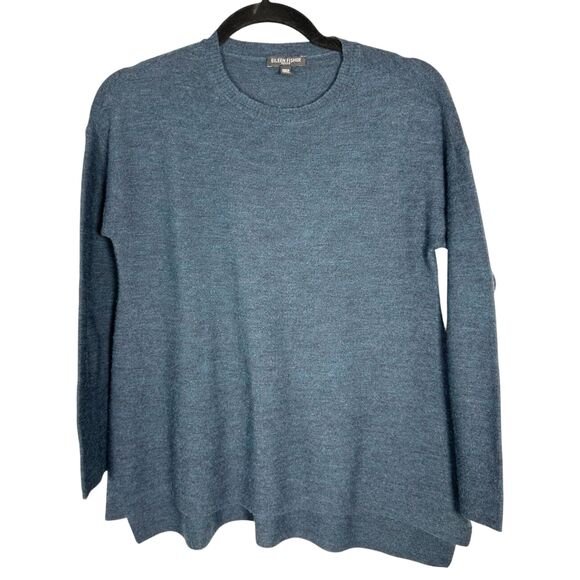 Eileen Fisher Merino Wool Blue Crewneck Lightweight Long Sleeve PP Petite 2 - 4 - Picture 1 of 5